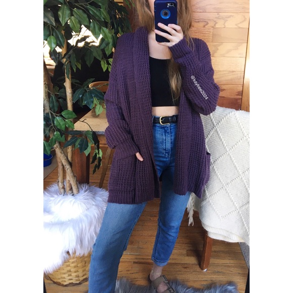 Sweaters - 🌿 Cozy Plum Knit Drape Front Cardigan 🌿